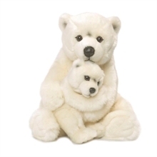 WWF Maman ours polaire 28 cm, avec bébé