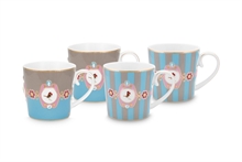 HC - PIP - Coffret de 4 grands mugs Love Birds - Bleu/Kaki - 250ml