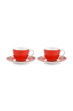 HC3 - PIP - Coffret 2 Paire tasse café Blushing Birds Rouge 120ml #