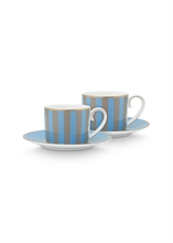 HC - PIP - Coffret de 4 paire tasse à café Love Birds - Bleu/Kaki - 125ml