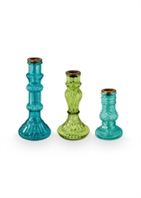 HC - PIP - Set de 3 bougeoirs en verre Bleu