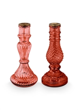 HC - PIP - Set de 2 bougeoirs en verre Rose