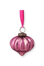 PIP - Déco de noël Boule en verre avec ruban - Rose clair - 7,5cm #