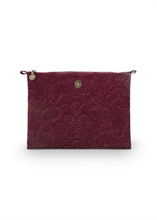 PIP - Cosmetic Flat Pouch Large Velvet Quiltey Days Red 30x22x1cm