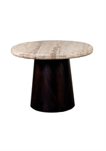 LS - UTAH COFFEE TABLE TRAVERTINE Ø60xH43 BASE WALNUT - p.495 - TPS