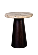 LS - UTAH COFFEE TABLE TRAVERTINE Ø45xH50 BASE WALNUT - p.494 - TPS
