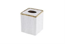 PB - Square Tissue Box - 12,7x12,7x15,2cm - VANITY ACCESSORIES WITH GOLD BEADS