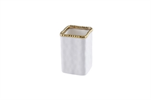 PB - Toothbrush Holder - 7,6x7,6x11,4cm - VANITY ACCESSORIES WITH GOLD BEADS