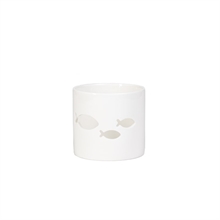 SGN - Tea Light Holder Fish - White - M - Ø9x8cm