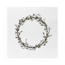 SGN - paper napkin lunch wreath pussy willows - 16,5x16,5cm