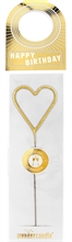 WDC - Heart Happy Birthday - Gold - Wondercandle® Bottle tag