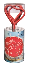 WDC - Set of 4 - Heart Happy Birthday - Red - Wondercandle® mini set of 4