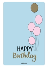 WDC - Happy Birthday light blue XL - Postcard Gold Sparkles Edition